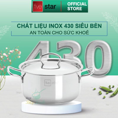 Bộ 2 nồi và 1 chảo chống dính 3 đáy từ inox 430 cao cấp FiveStar Standard nắp inox ( tặng 5 muỗng )