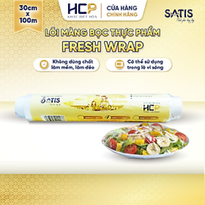Combo 2 Lõi Màng Bọc Thực Phẩm PE SATIS 30cm x 100m Không Chứa Chất Phụ Gia Gây Hại Sức Khỏe Dùng Được Cho Lò Vi Sóng