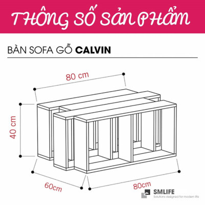 Bàn sofa dáng thấp cho phòng khách SMLIFE Calvin