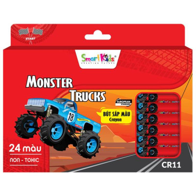 Hộp 24 Sáp Màu Monster Truck - Smart Kids CR11
