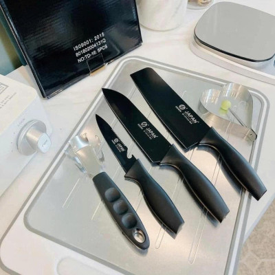 Bộ dao 5 món JAPAN bằng thép không gỉ đen nhám cao cấp