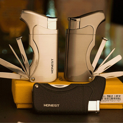 Vỏ Hột Quẹt Bật Lửa khò gas 1 tia kiêm bộ dụng cụ đa năng Honest BCZ241 thiết kế đẹp độc lạ - dùng gas cao cấp ( giao màu ngẫu nhiên )