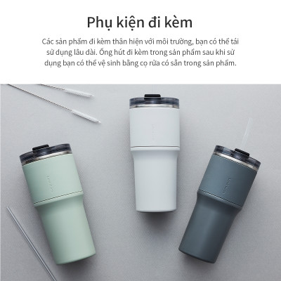 Bình giữ nhiệt LocknLock Metro Drive màu xanh mint LHC4277SMIT 650ml - Hàng chính hãng, kèm ống hút cọ rửa, thiết kế nắp xoay - JoyMall