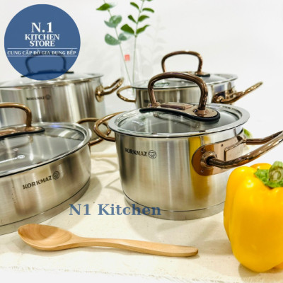 Bộ 4 nồi inox cao cấp Korkmaz Proline tay nắm màu hồng - A1149 - Hàng Chính Hãng
