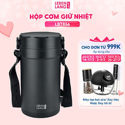 Hộp cơm giữ nhiệt LEBENLANG LBT856 bằng inox 304 với 4 khay riêng biệt, dung tích 2.2L - hàng chính hãng