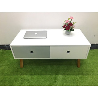 Bàn sofa hình hộp trắng có hộc kéo T919-1