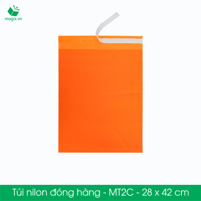 MT2C - 28x42 cm - Túi nilon gói hàng - 500 túi niêm phong đóng hàng màu cam
