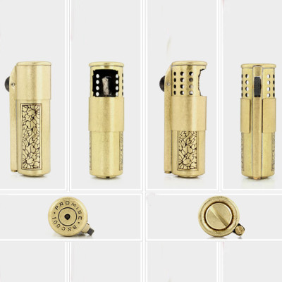 Vỏ Hột Quẹt Bật Lửa Xăng Đá Promise BNC001 Hoa Văn Đẹp Độc Lạ Cao Cấp - Dùng Xăng Bấc Đá