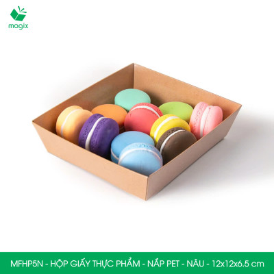 MFHP5N - 12x12x6.5 cm - 50 hộp giấy nắp PET kraft nâu đựng thực phẩm, thức ăn mang đi