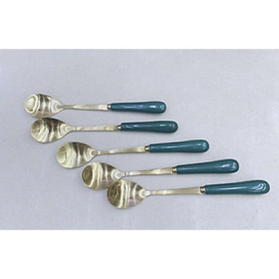 COMBO 10 THÌA CÁN SỨ CAMELIA THÂN MẠ VÀNG  PHA TRÀ CÀ PHÊ - ANTH422