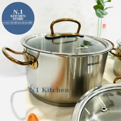Bộ 4 nồi inox cao cấp Korkmaz Proline tay nắm màu hồng - A1149 - Hàng Chính Hãng