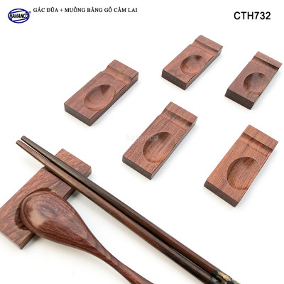 Gác Đũa Thìa Gỗ Trắc /Cẩm 2 Trong 1 Tiện Dụng - Decor Bàn Ăn - CTH732