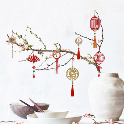 Combo 6D - Bộ 6 dây treo trang trí Tết Khai Lộc Hoàng Kim màu đỏ, trang trí mai, đào