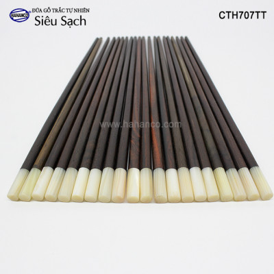 Đũa gỗ Trắc đầu ốc xà cừ trắng (Hộp 10 Đôi tròn) CTH707TT - Tặng kèm hộp đẹp làm quà tặng