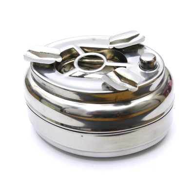 Gạt Tàn Thuốc Inox Có Nút Đóng Mở ( Nút Nhấn ) Kháng Bụi Hiệu Quả