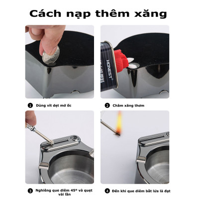 Gạt tàn có quẹt lửa (bật lửa) bằng kim loại 