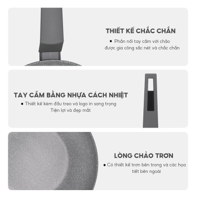 Chảo nhôm chống dính Lebenlang LBL2513, size 28 sâu lòng, tay cầm nhựa, dùng cho các loại bếp - hàng chính hãng