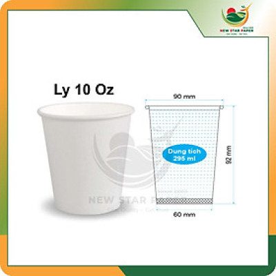 Ly giấy 10oz~295ml - Lốc 50 ly giấy trơn
