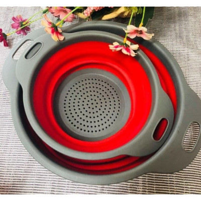 Combo 2 rổ đựng có thể gấp gọn (rổ lớn 29*24*9,3cm, rổ nhỏ 24,5*20*8,5cm) - màu giao ngẫu nhiên