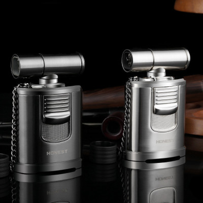 Vỏ Hột Quẹt Bật Lửa Khò gas 4 tia Honest BCZ-346 thiết kế đẹp độc lạ - dùng gas cao cấp ( giao màu ngẫu nhiên )