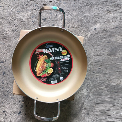 CHẢO CHỐNG DÍNH RAINY 2 QUAI INOX ROYAL 2.2 LY -22 và 24cm- Hàng Chính Hãng