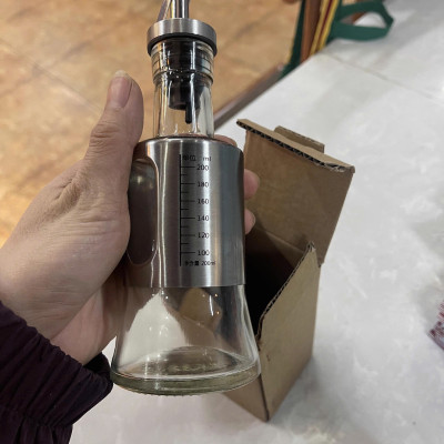 Bình Rót Gia Vị Dầu Ăn, Nước Mắm – Chai Thủy Tinh  200ML Bọc Inox Sang Trọng