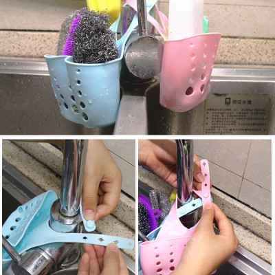 Giỏ Treo Đựng Dụng Cụ Rửa Chén Bằng Silicon Gắn Vòi Nước Bồn Rửa Có Móc Cài Quai, Lỗ Thoát Nước Tiện Lợi - Túi, Giỏ Treo Bồn Rửa Chén Bát- Giỏ Nhựa Đựng Đồ Mini