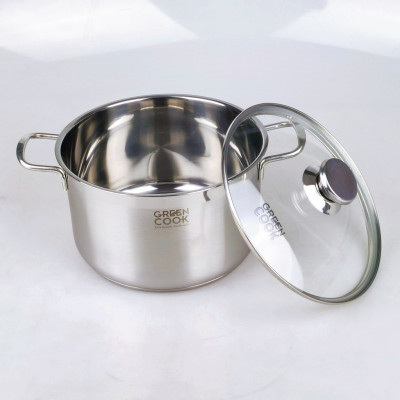 [Hàng chính hãng] Bộ 3 nồi inox đáy từ 3 lớp Greencook GCS06 dùng được trên mọi loại bếp, quai cách nhiệt size 16/20/24cm