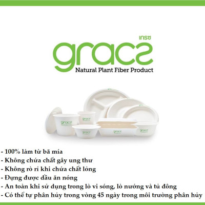 Đĩa giấy tròn bã mía Thái Lan 25cm (50 cái/xấp) - thương hiệu Gracz
