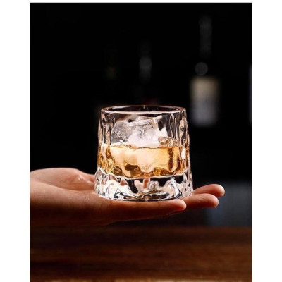 Bộ 6 cốc thủy tinh đế lồi xoay 360 độ phong cách Châu âu cực sang trọng ( giao vân ngẫu nhiên )