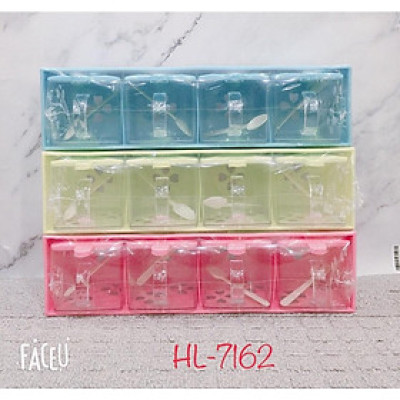 Bộ 4 hũ đựng gia vị 1 tầng bằng nhựa cao cấp có khay đỡ ( giao màu ngẫu nhiên )