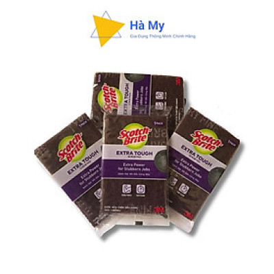 Gói 4 Miếng Cước Cọ Rửa Siêu Mạnh 3M Scotch Brite Thái Lan 10x15cm-Đánh Tan Mọi Vết Bẩn Cứng Đầu