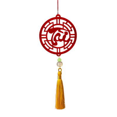 Set 6 dây treo Tết Thư pháp handmade màu đỏ COMBO T6D trang trí mai đào