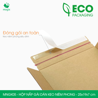 MNGK05 - 25x19x7cm - COMBO 100 HỘP CARTON NẮP GÀI HÔNG CÓ KEO NIÊM PHONG - THÙNG HỘP CARTON ĐÓNG HÀNG
