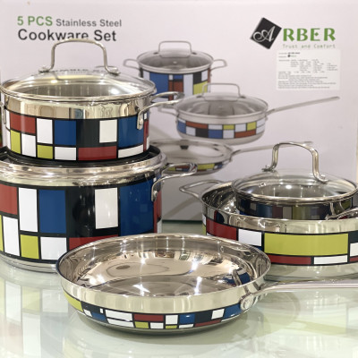 Bộ nồi inox 5 món Langmaster hàng chính hãng bảo hành 12 tháng.