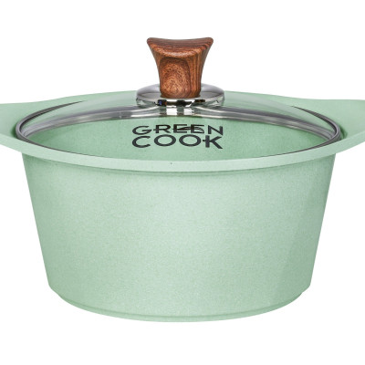 Bộ 3 nồi quánh đúc Ceramic nắp kính chống dính 5 lớp đáy từ Greencook GCS05 Size 18cm/20cm/24cm dùng cho bếp từ,bếp ga,bếp hồng ngoại,bếp củi-Hàng chính hãng