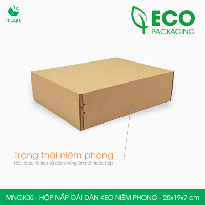 MNGK05 - 25x19x7cm - COMBO 20 HỘP CARTON NẮP GÀI HÔNG CÓ KEO NIÊM PHONG - THÙNG HỘP CARTON ĐÓNG HÀNG