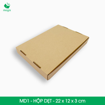 MD1 - 22x12x3 cm - 25 Thùng hộp carton trơn đóng hàng