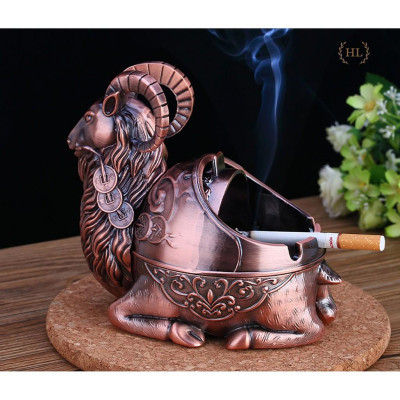 GẠT TÀN HÌNH DÊ | GẠT TÀN HỢP KIM HÌNH CON DÊ HOA VĂN HỌA TIẾT CỔ