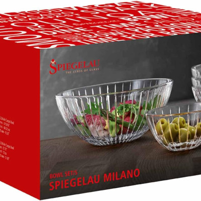 Set 5 bát Spiegelau Milano 2730195 Salad Bowls (gồm 1 bát lớn 24,5cm + 4 bát nhỏ 13cm) Hàng chính hãng