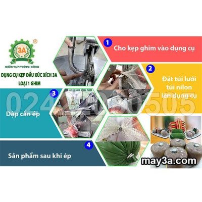 Dụng cụ kẹp đầu xúc xích 3A (dập 1 ghim) - Hàng Chính Hãng