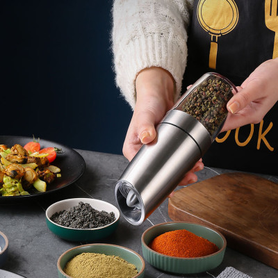 Máy Xay Tiêu Cầm Tay Tự Động Chạy Pin Kunbe - Cối Xay Hạt Gia Vị Có Đèn Led, Lõi Mài Gốm Ceramic Cao Cấp, Tiện Dụng
