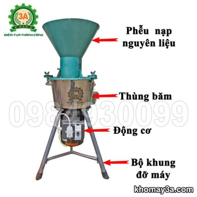 Máy băm nghiền đa năng 3A2,2Kw phễu tròn 220V  - Hàng Chính Hãng 