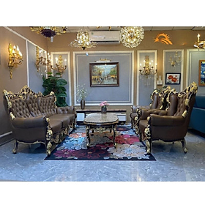 Combo ghế sofa băng da bò Italy Tundo màu nâu SFBCT18 2m2/1m2 hàng cao cấp chuẩn da bò nhập khẩu Ý