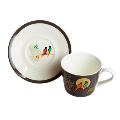 Portmeirion Sara Miller Chelsea set chén đĩa lót màu xám đậm Nhập khẩu Anh Quốc