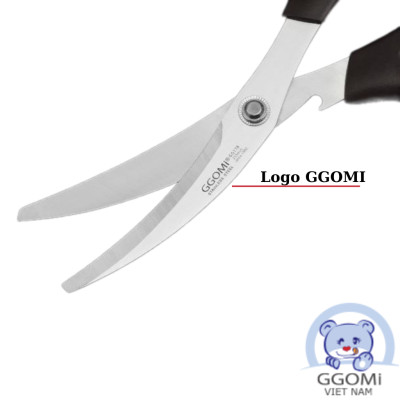 Hàng chính hãng: Kéo BBQ đa năng GGOMi Hàn Quốc GG178 - lưỡi cong,  răng cưa nhỏ, tay lệch; để cắt thực phẩm, cắt giấy