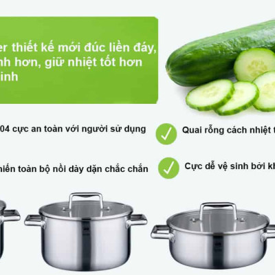 Bộ Nồi Inox 4 Chiếc Elo Multilayer Đáy 3 Lớp