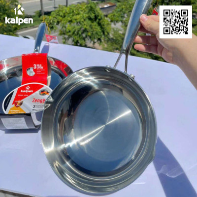 Chảo sâu lòng Inox 304 đúc liền khối 3 lớp miệng rót Kalpen Zenger 28cm, bảo hành 5 năm