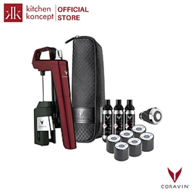 Coravin - Bộ Dụng Cụ Chiết Rượu Timeless Six+ Màu Burgundy - 14 Món