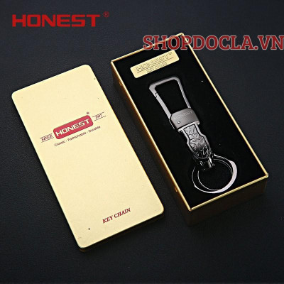 Móc khóa Honest BCK2 648 đầu báo cao cấp mắt đính đá đựng hộp thiếc